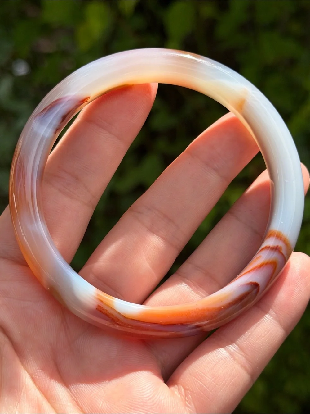 62mm inner diameter unique banded agate bangle 1746